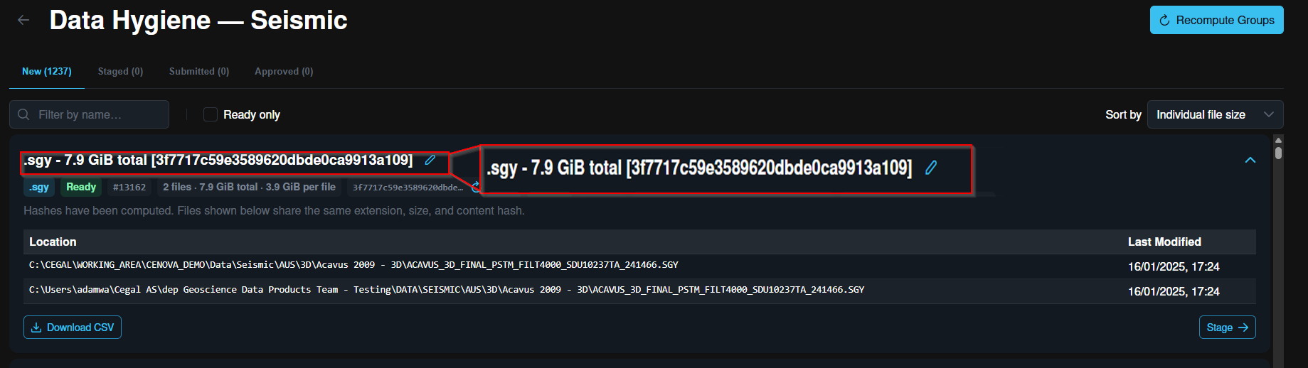 MD5 hash confirmation