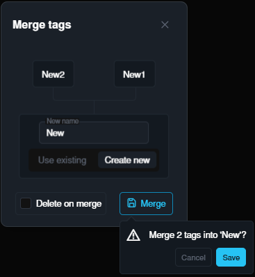 Keep on merge — new tag